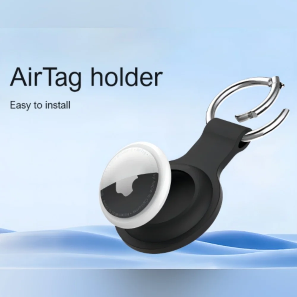 Lavender Gray Keychain Air Tag Holder